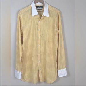Turnbull & Asser Bespoke Contrast Collar Dress Shirt – Yellow Plaid - Handmade